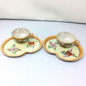 Vintage lustreware set of cups and sandwich plates